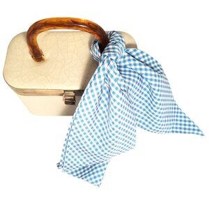 Vintage Blue & White Gingham Scarf Tie Neck Accessory